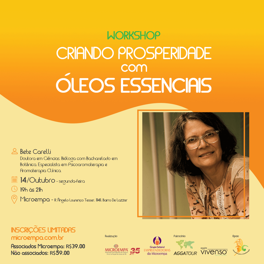 Workshop criando prosperidade com óleos essenciais