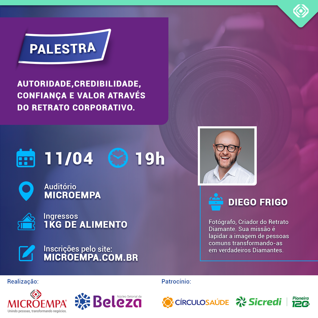 Palestra: autoridade, credibilidade e valor através do retrato corporativo